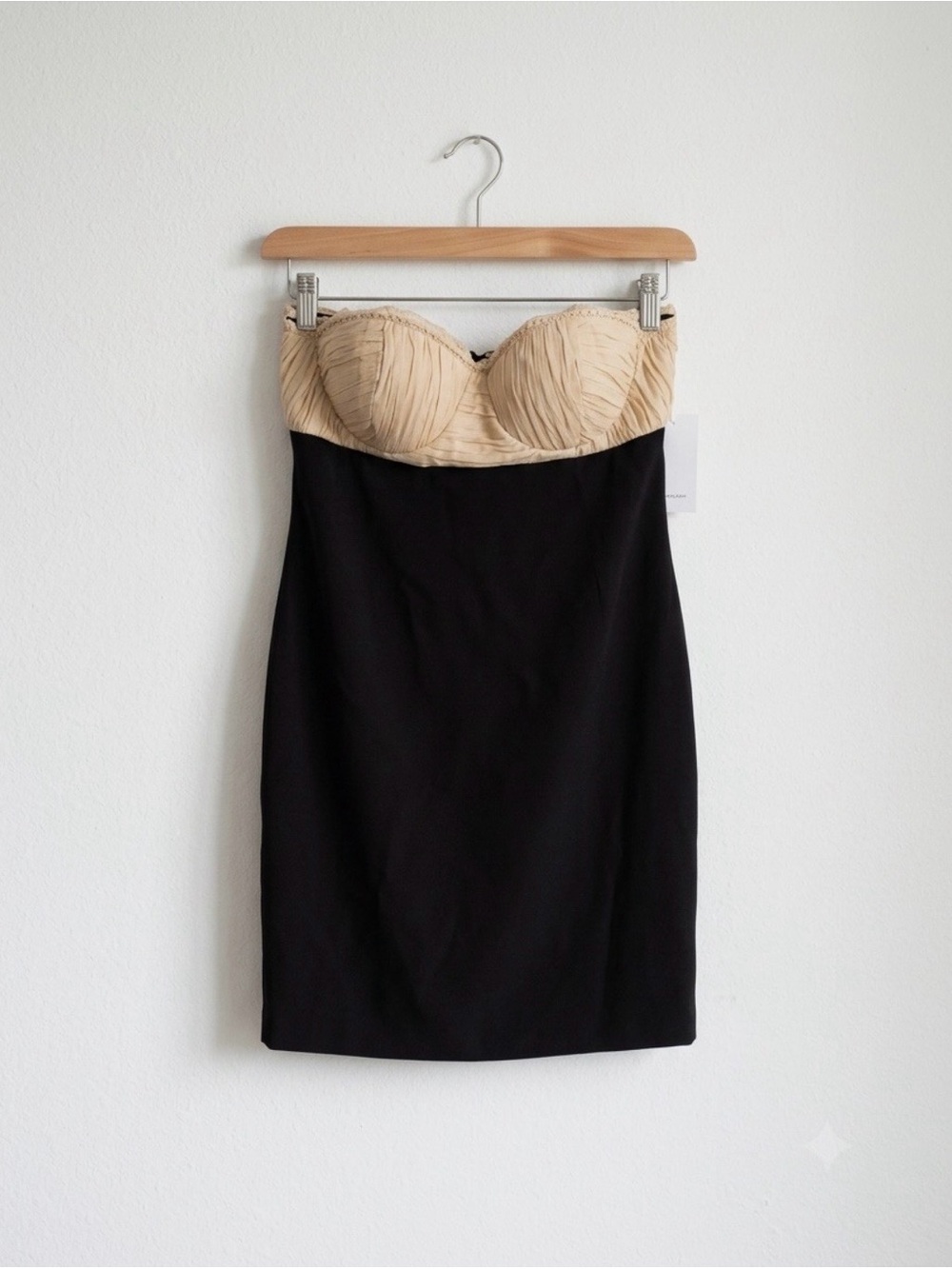 ASOS Design Size 8 Black Beige Strapless Bustier Corset Bodycon Top NWT Cocktail